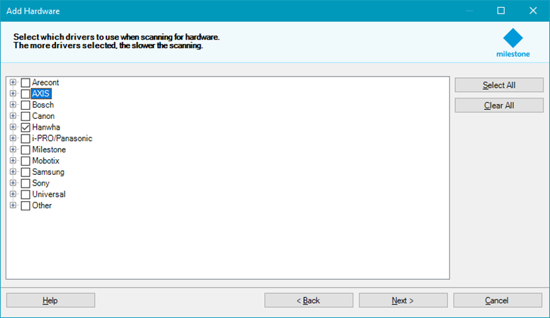 Milestone: How do I add a camera? – Hanwha Vision Support Portal